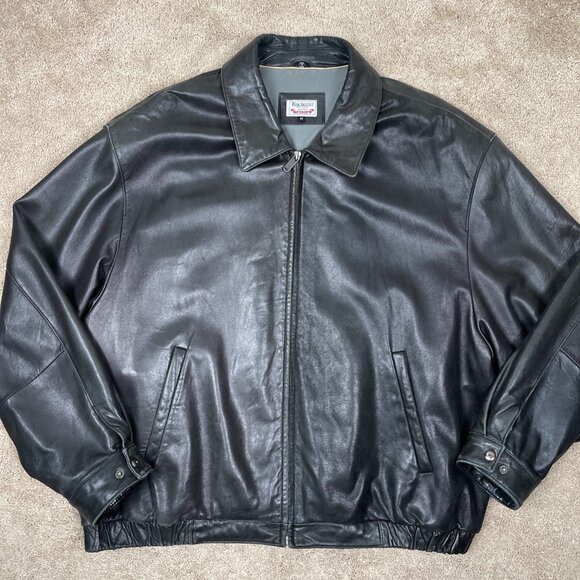 Rochester Leather Jacket Mens 3XL Black Lamb Leather Soft Full Zip Vintage 90s